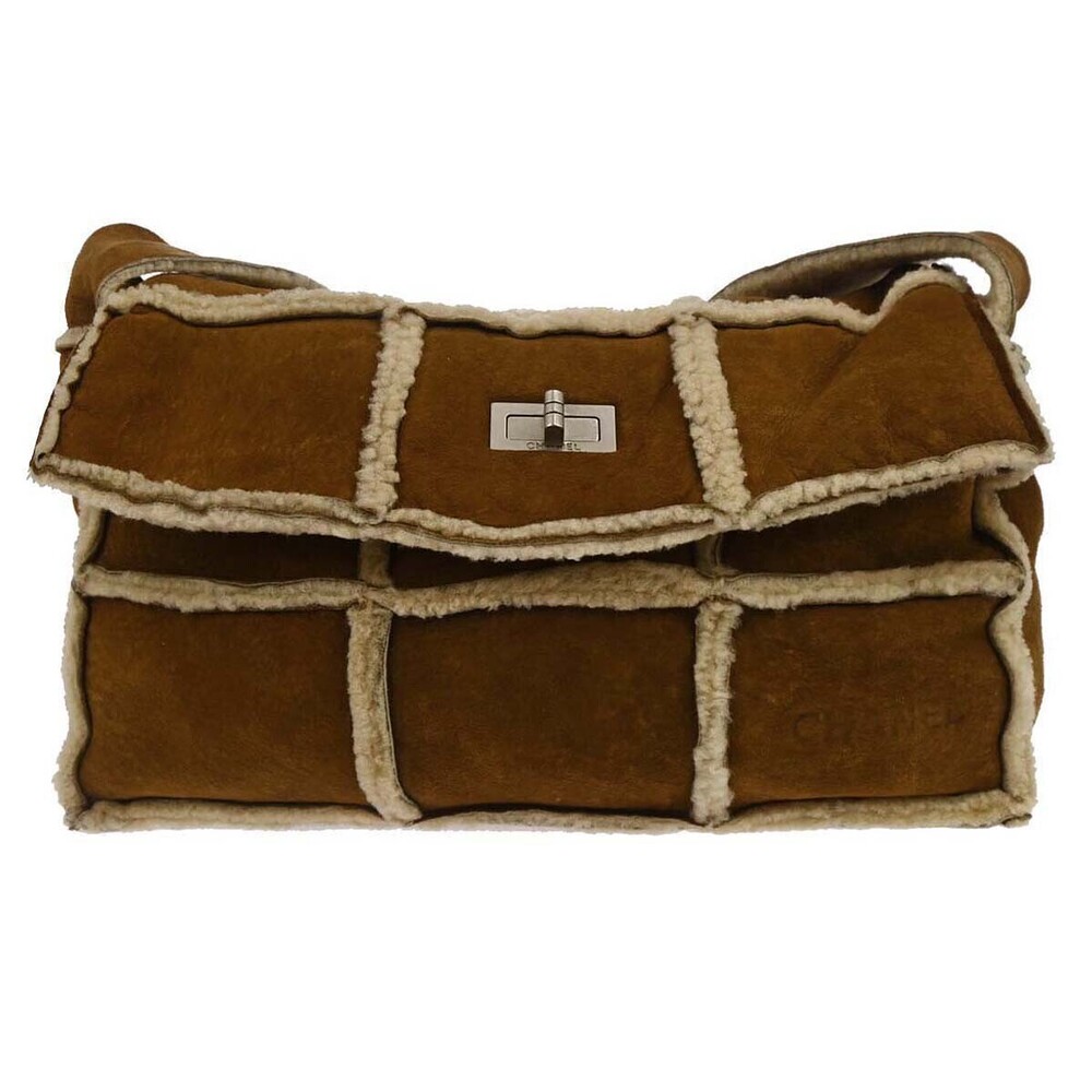 Chanel Flap Shoulder Shearling and Suede Medium